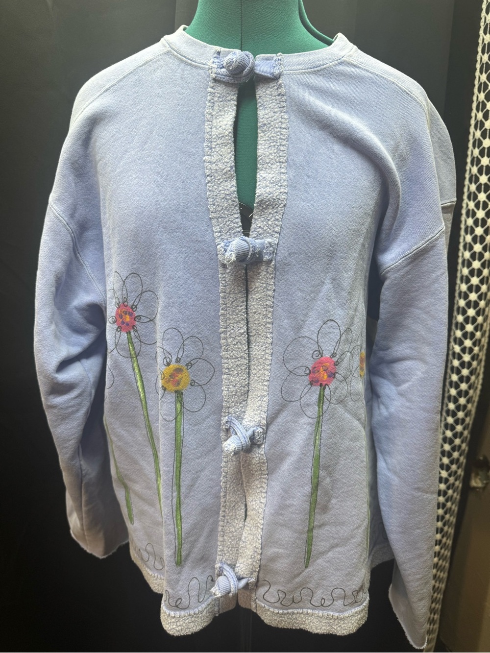 Light blue Floral Button-Front Women's Sweater